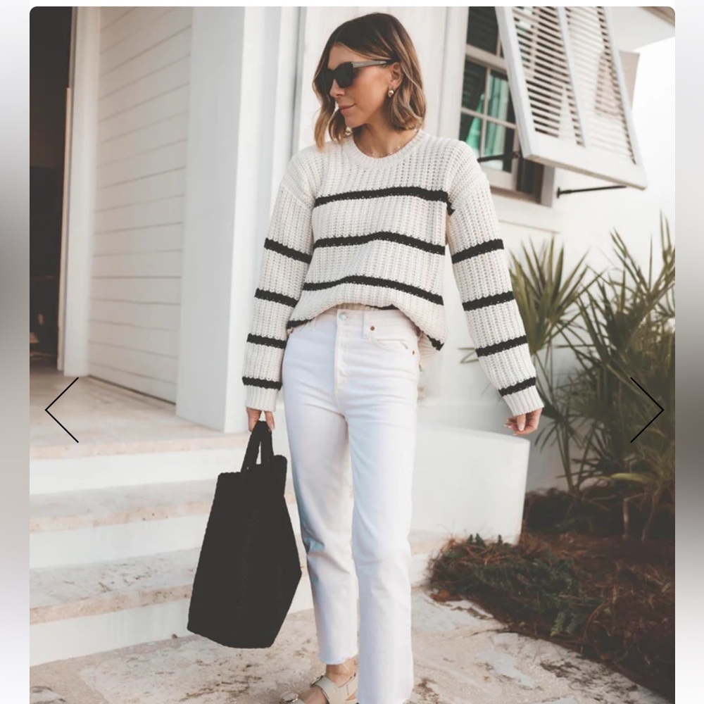 Splendid Taupe and Cream Striped Sweater